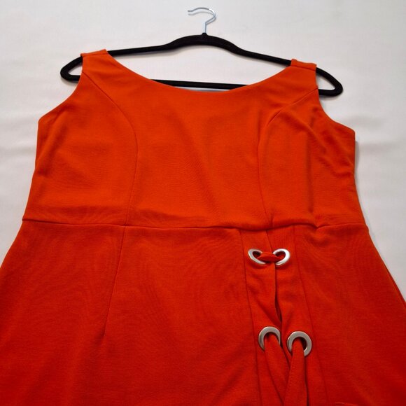 Venus Womens Sleek Pencil Coral Dress Size L Laced Slit Back Zipper Sleeveless - Picture 6 of 14